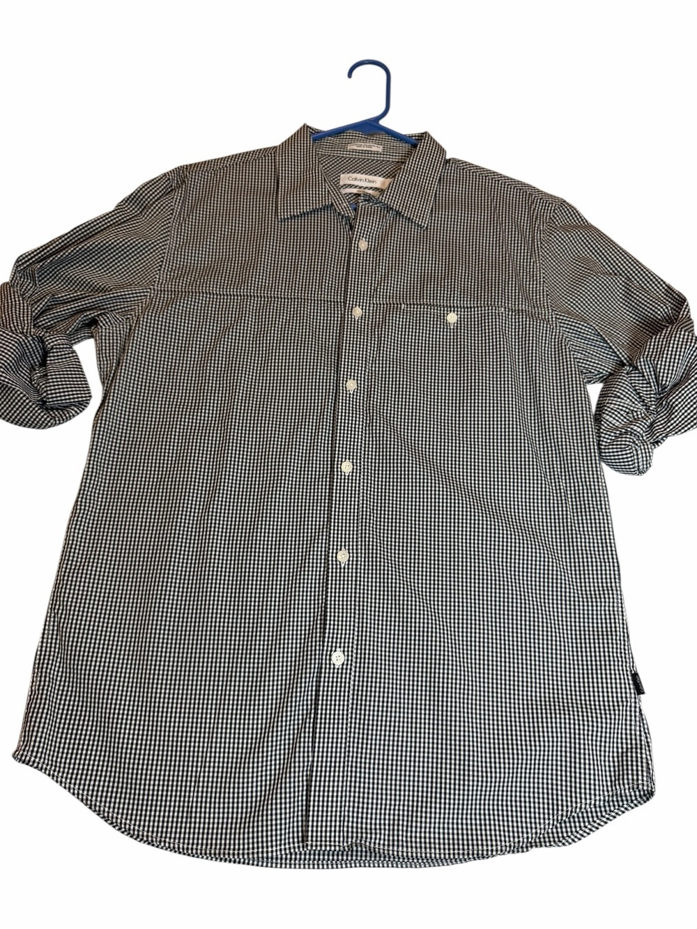 Calvin Klein Men's Black & White Mini Gingham Button-Down Shirt